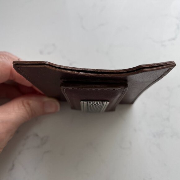 Brighton Salina Leather Business/Credit Card + Magnetic Money Clip Brown Silver - Picture 4 of 8